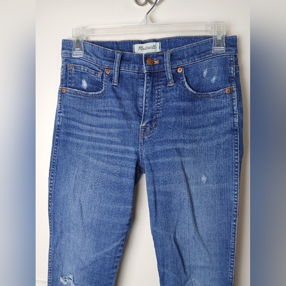 Madewell 9" high rise Skinny Distressed Med Wash Denim Size 26 EUC - Picture 4 of 11